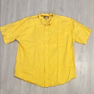 🔥BUNDLESALE Mens XL Yellow Casual Button Down Shirt with Short Sleeves